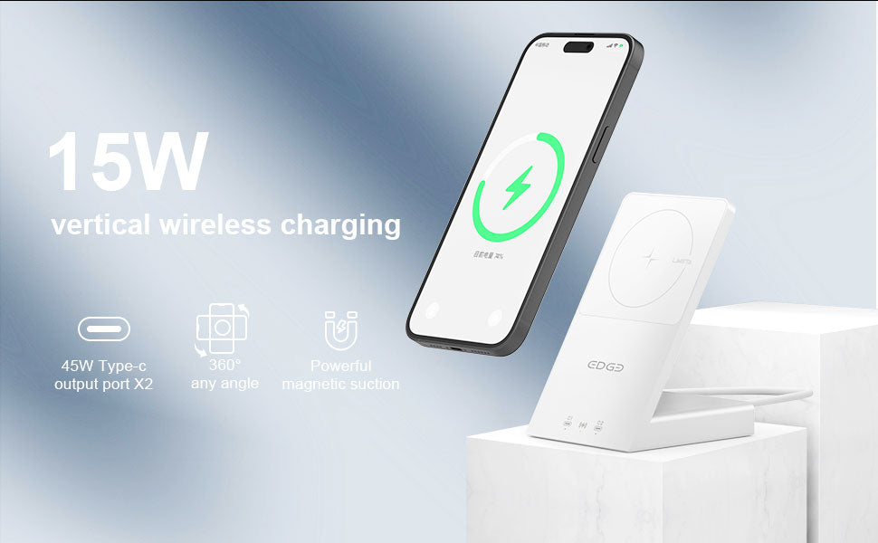 LIMETA MD100: 3-in-1 Wireless Charger for MagSafe Charger Stand - 45W USB C Charger - Compatible with iPhone 14/13/12/Pro/Max/plus AirPods and Galaxy Samsung