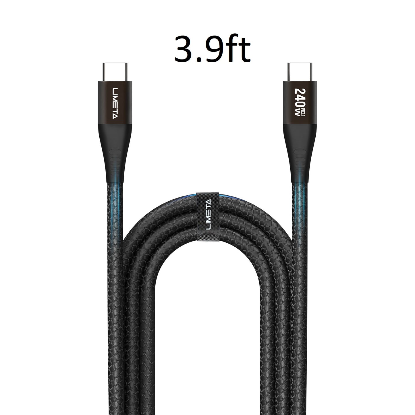 LIMETA 240W USB C to C Cable - Fast Charging & Data Transfer for MacBook, iPad Pro, Galaxy S21, Pixel, Nintendo Switch - Nylon Braided - PD 3.1 & Type C Compatible - (3.9ft/6.6ft)