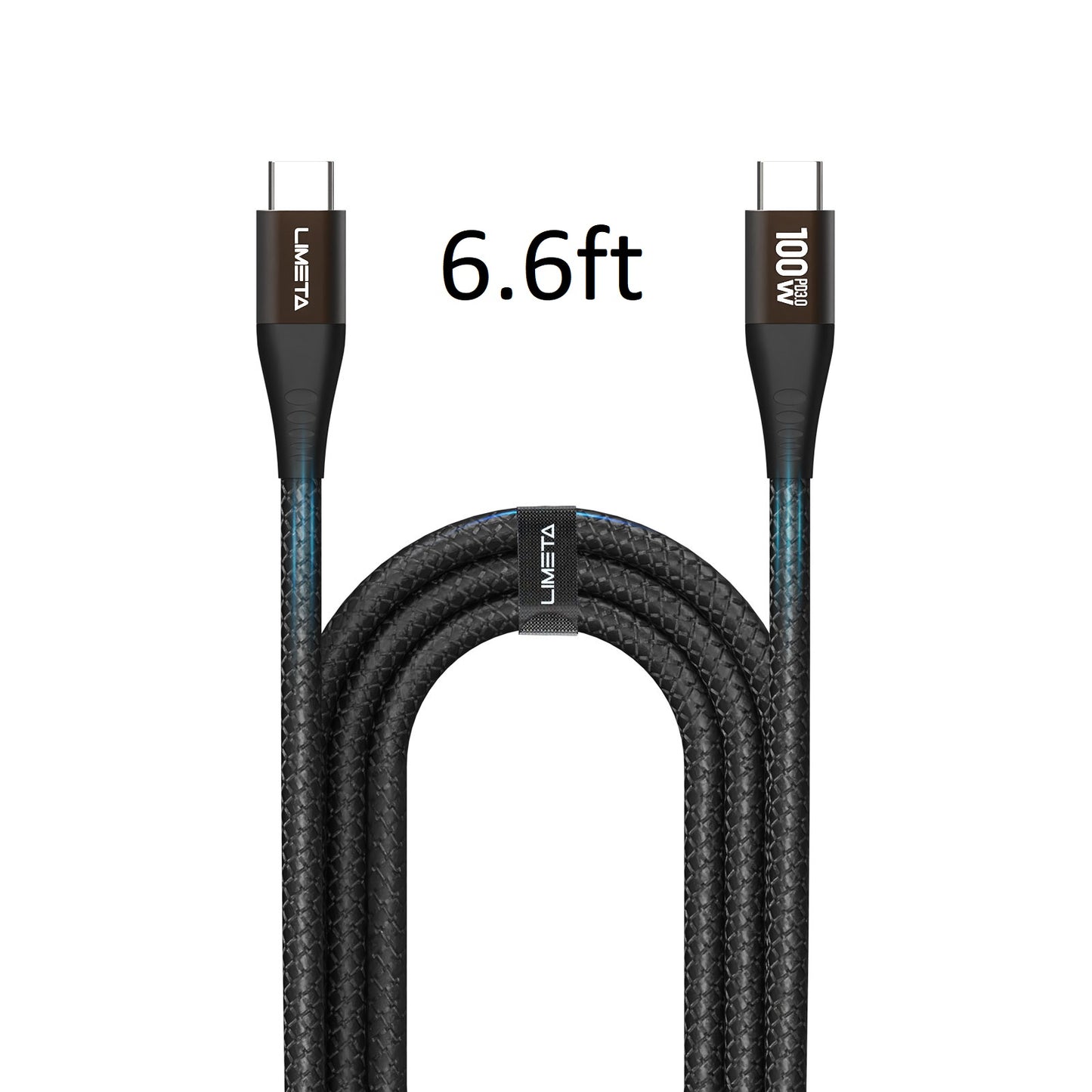 LIMETA 100W USB C to C Cable - Fast Charging & Data Transfer for MacBook, iPad Pro, Galaxy S21, Pixel, Nintendo Switch - Nylon Braided - PD 3.0 & Type C Compatible (3.9ft/6.6ft)