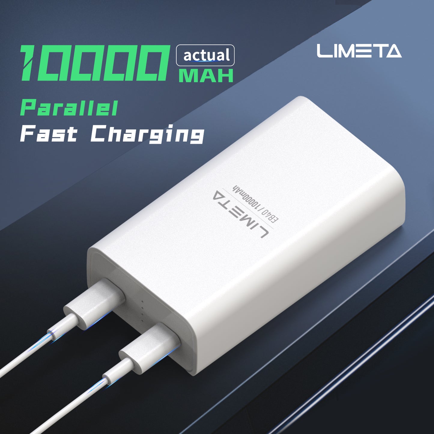 LIMETA Portable Power Bank,Fast Charging,Dual Independent Slim Phone Battery Charger,10000mAh 36W Max 2-Port USB Type-C Input Charger Adapter,Compatible with Multiple Devices iPhone and iPad